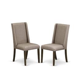 East West Furniture - CNFL5-77-16 5-Pc Dining Room Table Set- 4 padded parson chairs with Dark Khaki Linen Fabric Seat - Jacobean
