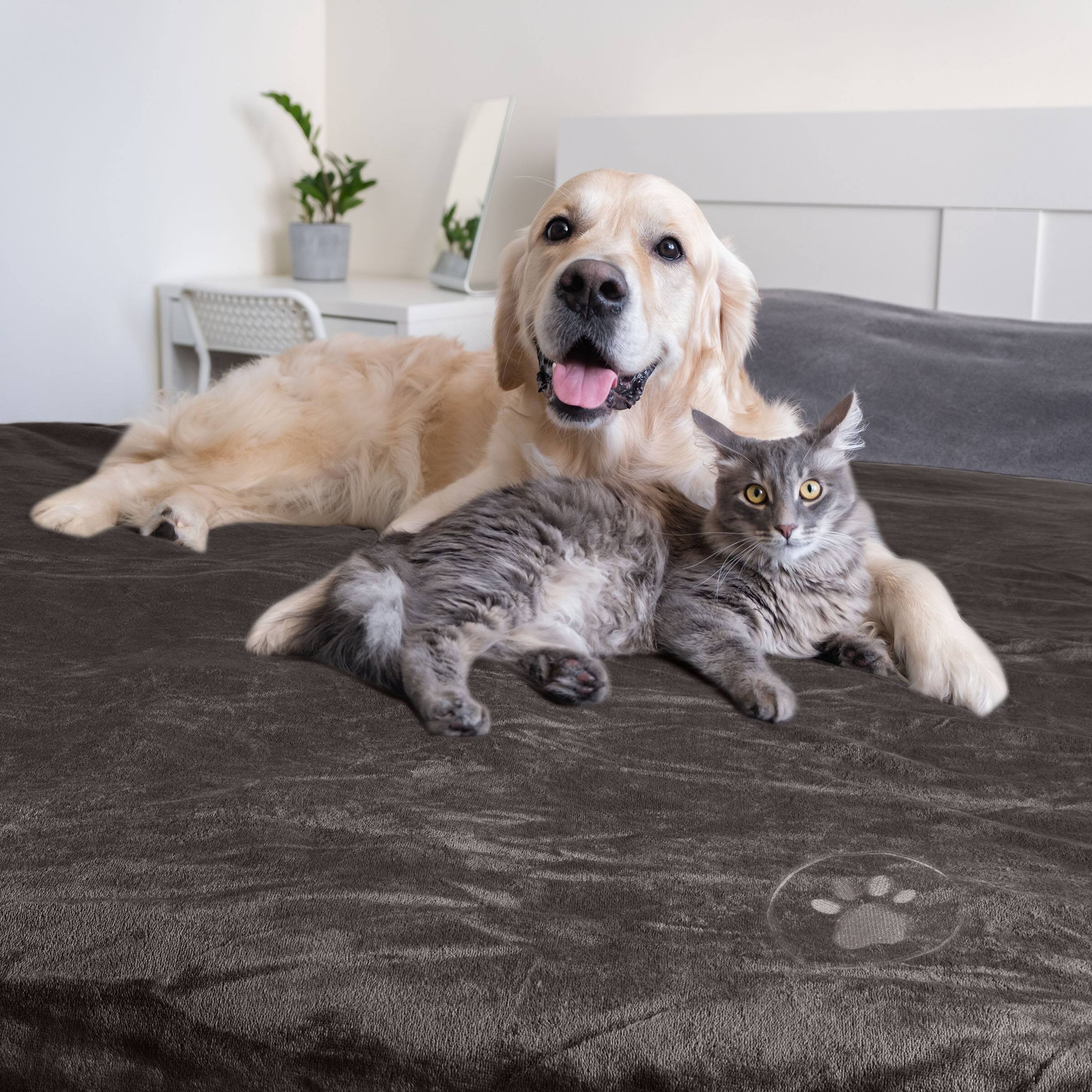 Alt View 7. PetMaker - Waterproof Dog Blanket 50x60-Inch Sherpa Dog Blanket for Couch, Bed, or Car Protects from Spills, Stains and Fur - Dark Gray.