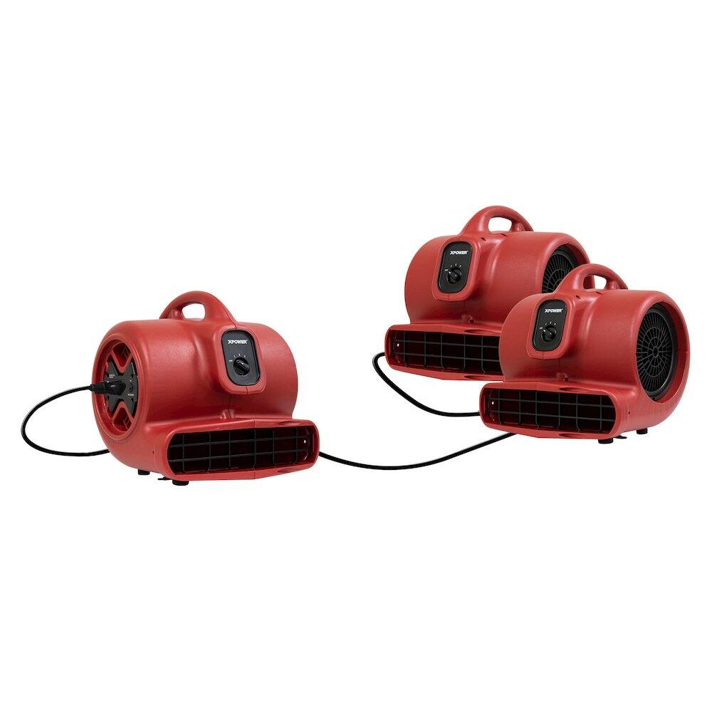 Alt View 1. XPOWER - 1/3 HP 2400 CFM 3 Speed, Carpet Dryer, Blower with Built-in GFCI Power Outlets - Red.