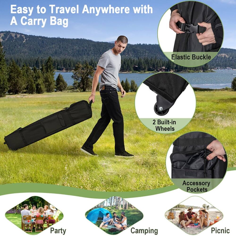 Easy to Travel Anywhere with A Carry Bag

- Elastic Buckle
- 2 Built-in Wheels
- Accessory Pockets

Party
Camping
Picnic