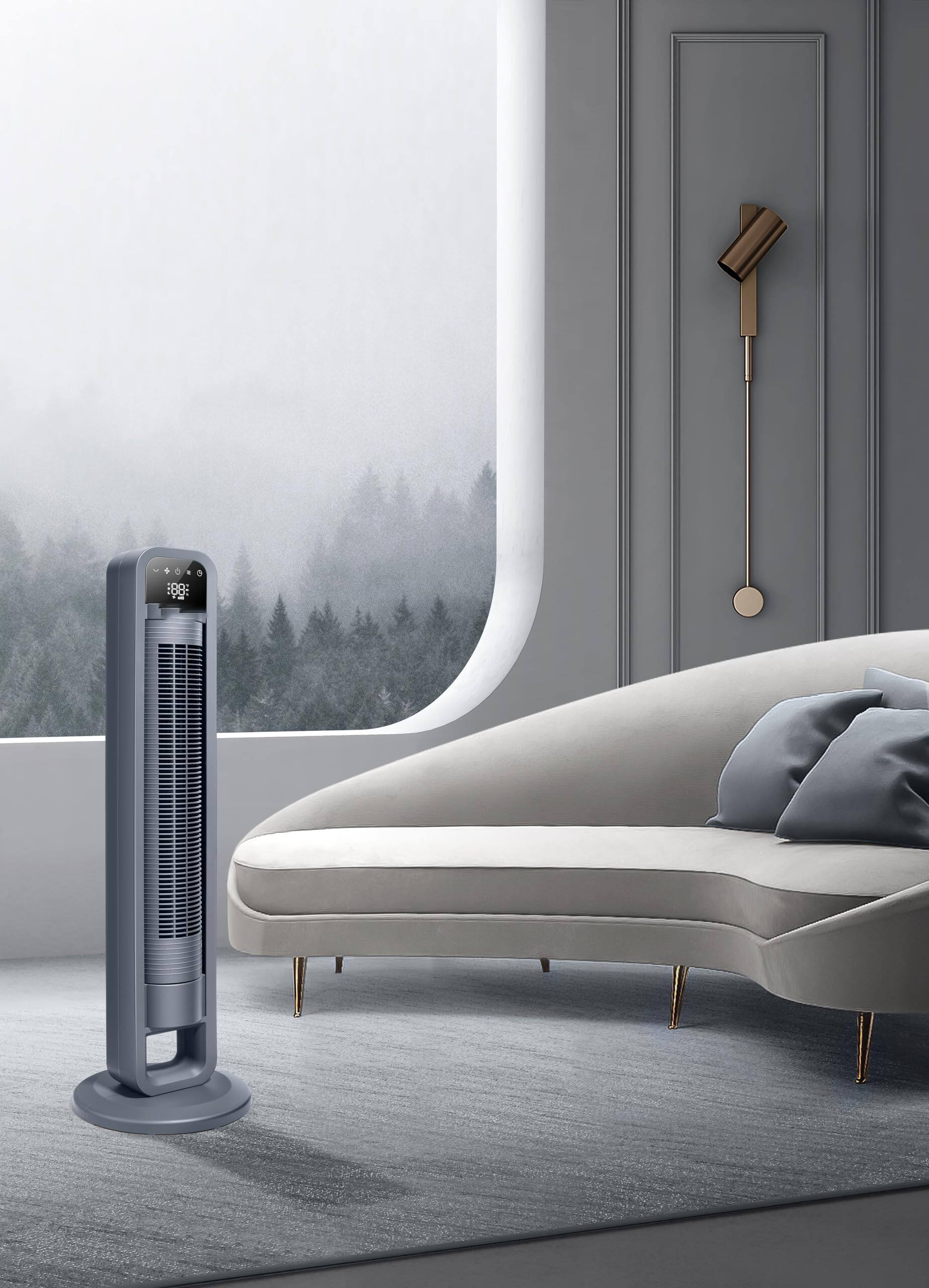 Alt View 1. GlowWise - 40-Inch Digital Tower Fan with Remote, LED Display & Inner Oscillation,Bladeless Quiet Cooling for Living Room & Bedroom - Blank.