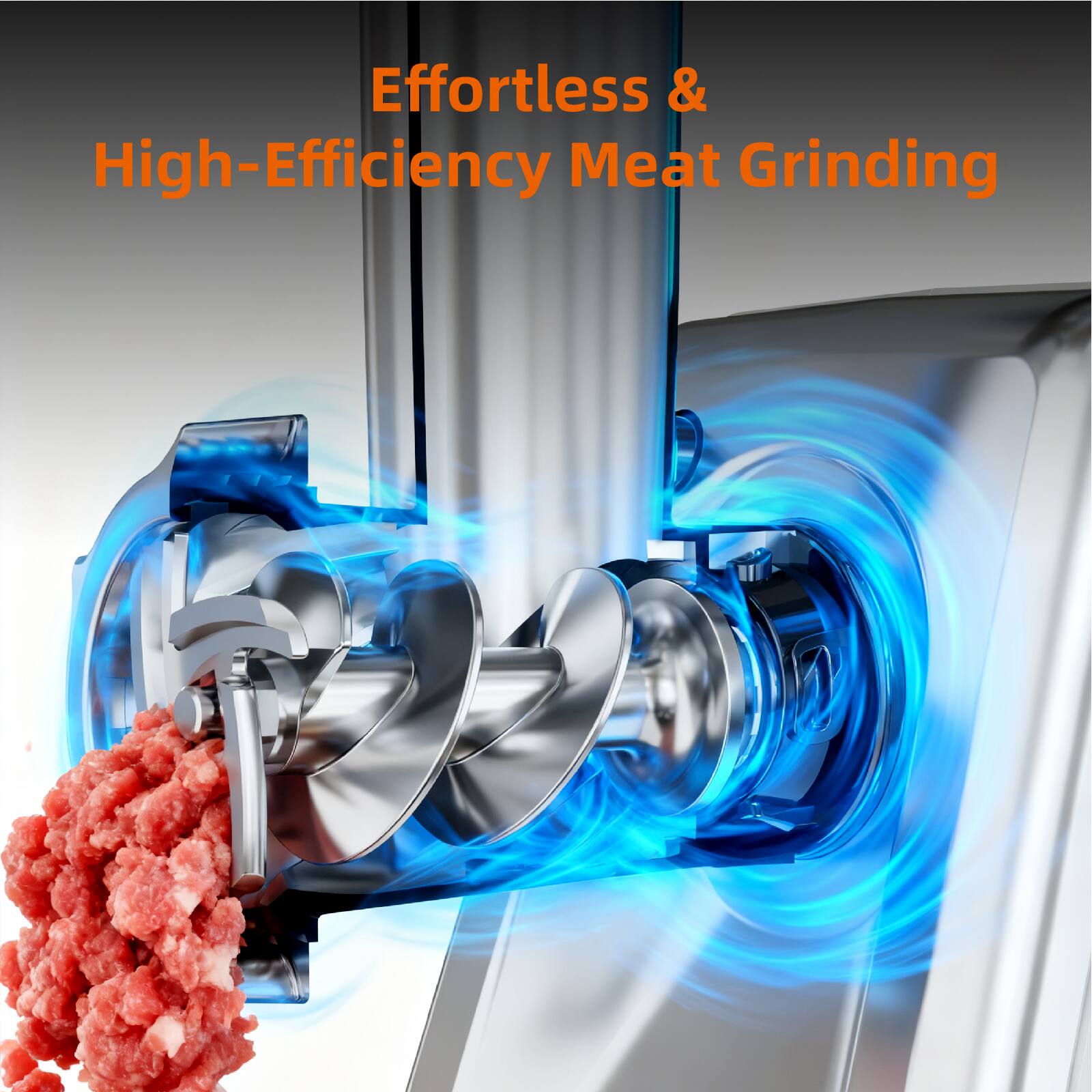 Back. Sugift - 1200W Electric Meat Grinder with Sausage Tubes, Kibbe Kit, and Cleaning Brush - White.