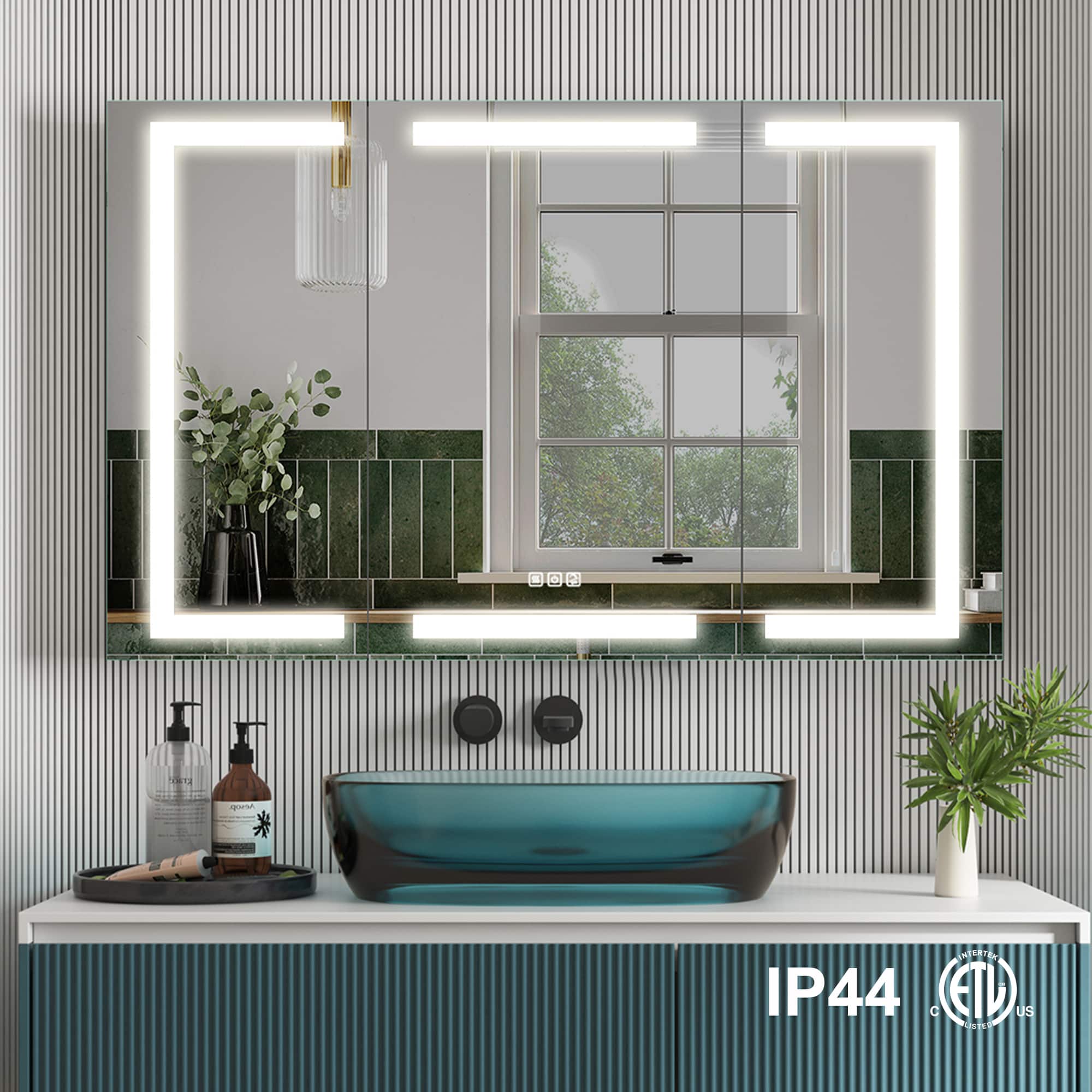 WELLFOR - 48 in. W x 30 in. H Rectangular Aluminum Medicine Cabinet with Mirror and LED Light Anti-fog, Recessed/Surface Mount - Silver price history on PriceWatchPro