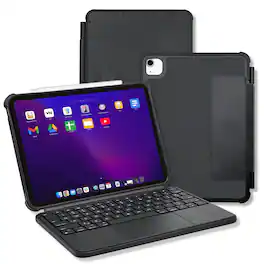 Macally - Rugged Keyboard Case for iPad 11th Gen (A16) & 10th Gen (A14) - Military-Grade Protection, Large Trackpad, Backl - Black