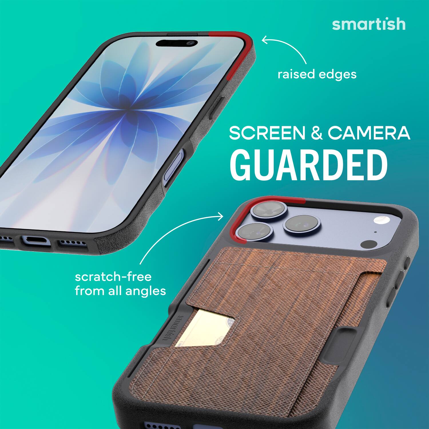 smartish raised edges SCREEN & CAMERA GUARDED scratch-free from all angles