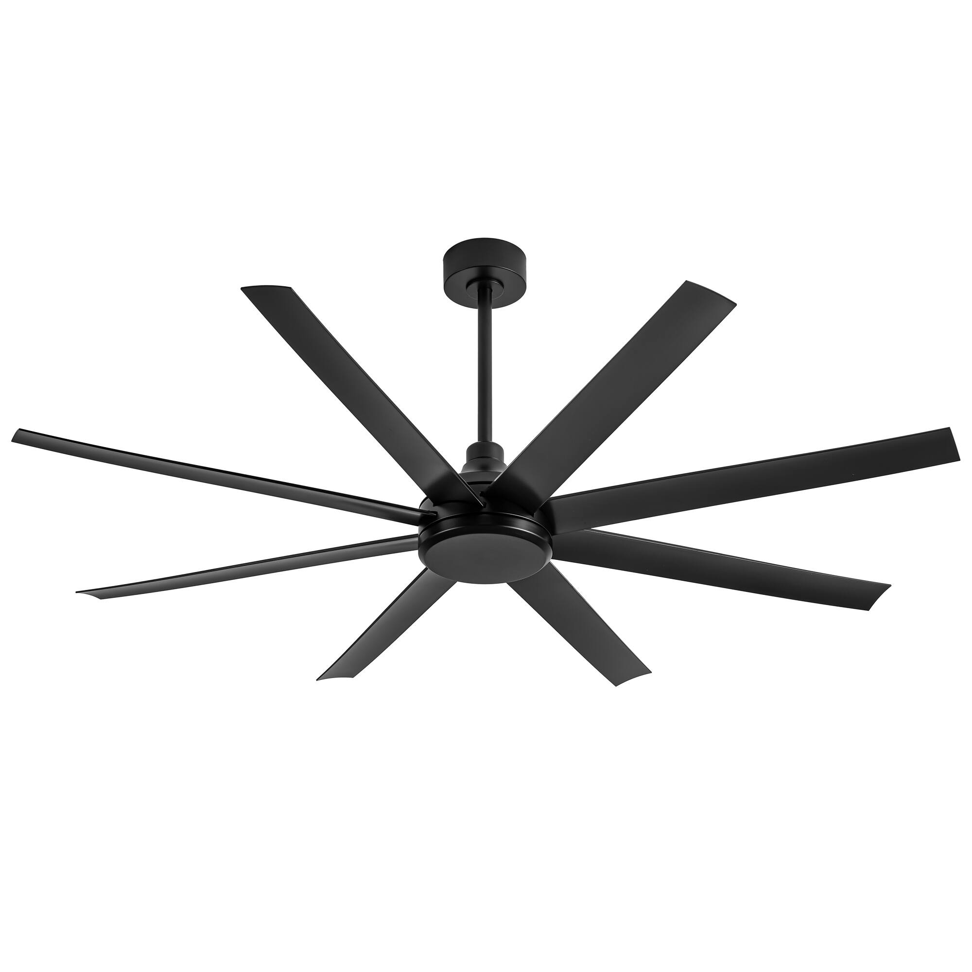 Alt View 8. Breezary - 65-Inch Ceiling Fan with 8 ABS Blades, 6-Speed DC Motor, Remote Control with Timer, 2 Downrods, Light/No-Light Options - Black(No Light).