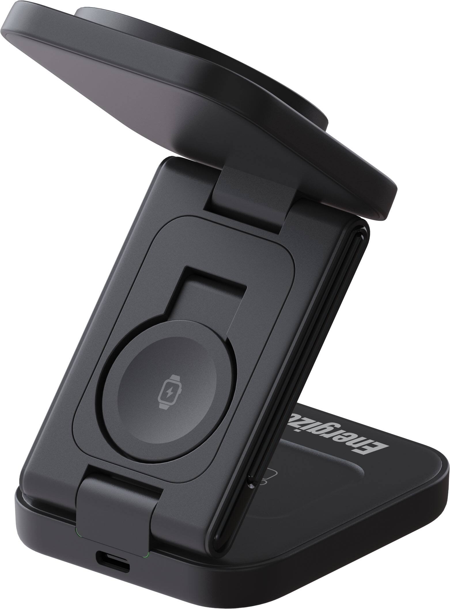 Alt View 9. Energizer - 3-in-1 Compact Triple Folding 15W Magnetic MagSafe Charger, Charging Station/Stand for iPhone + AirPods + Apple Watch - Black.