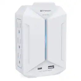 Emerson - 6-Outlet + USB Wall Charger with Surge Protection and LED Lighting