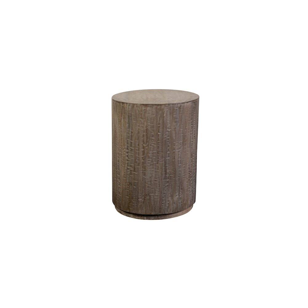 Back. Porter Designs - Drum Gray Wash Mango Wood End Table - Gray.