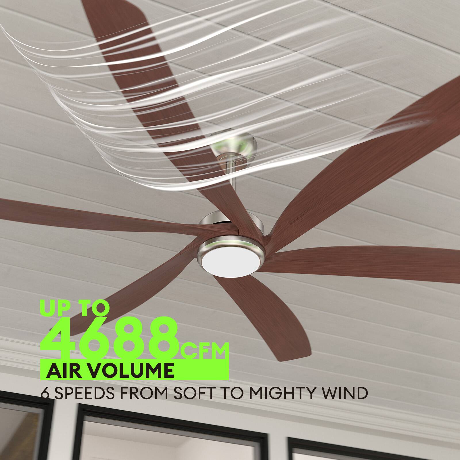 UP TO 4688 CFM AIR VOLUME  
6 SPEEDS FROM SOFT TO MIGHTY WIND