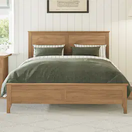 LUCKY ONE - King Size Solid Wood Platform Bed with Sturdy Wooden Slats Support - Seadrift