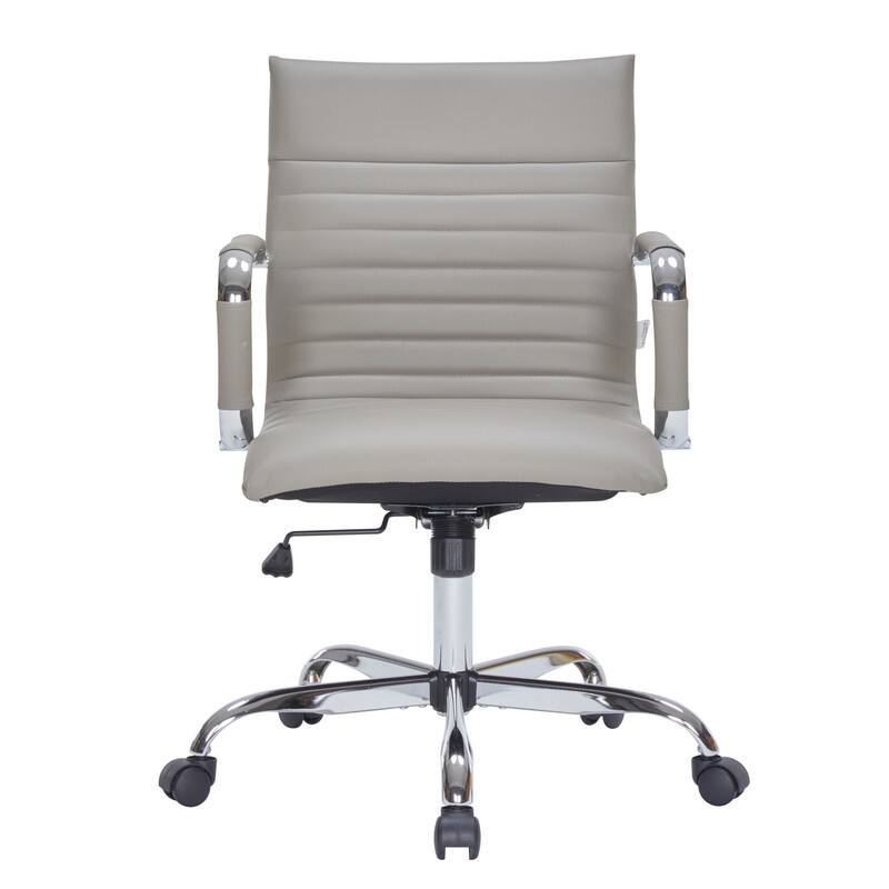 Alt View 4. LeisureMod - Harris Mid-Back Leather Office Chair Adjustable Height Tilt Computer Task Chair with 360-Degree Swivel - Tan.