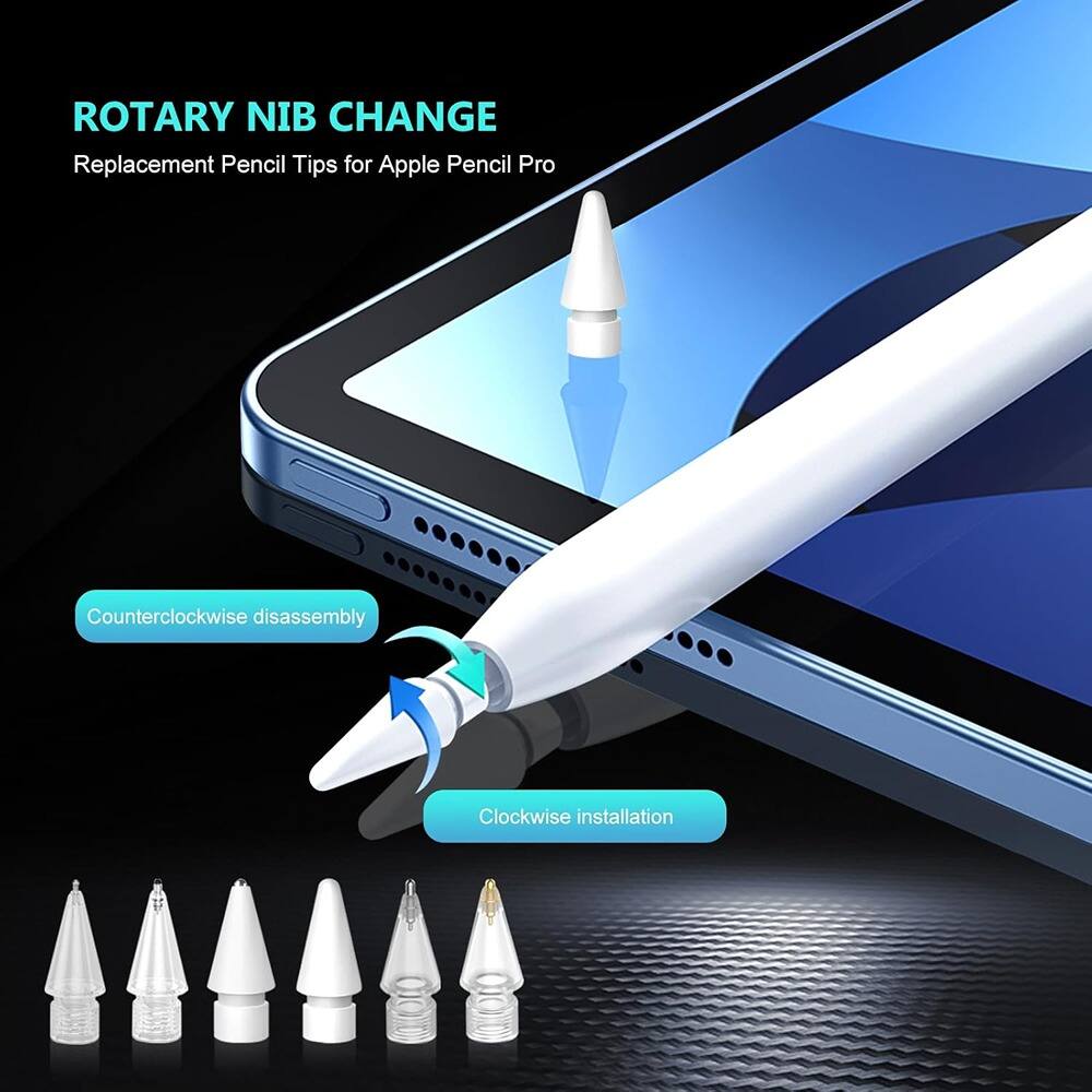 ROTARY NIB CHANGE  
Replacement Pencil Tips for Apple Pencil Pro  

Counterclockwise disassembly  
Clockwise installation