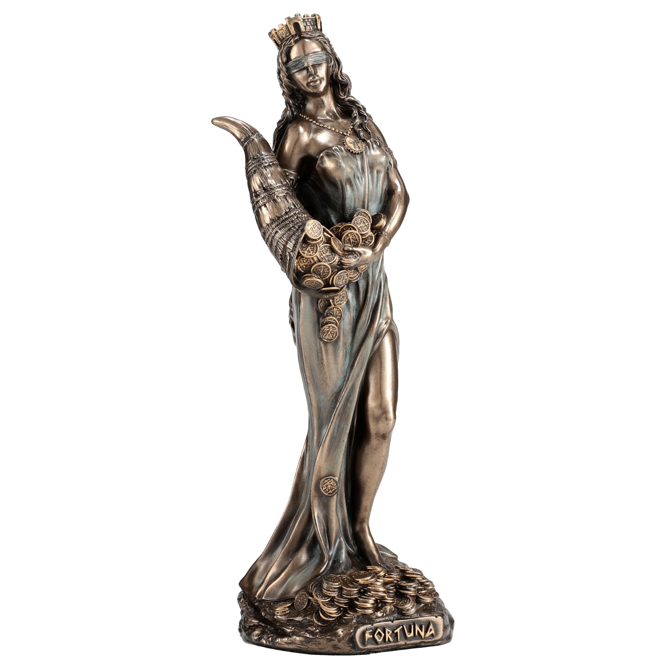 Front. Refined Abode Design - 6 1 Fortuna The Greek Goddess Of Fortune And Luck Sculpture Cold Cast Bronze Finish.