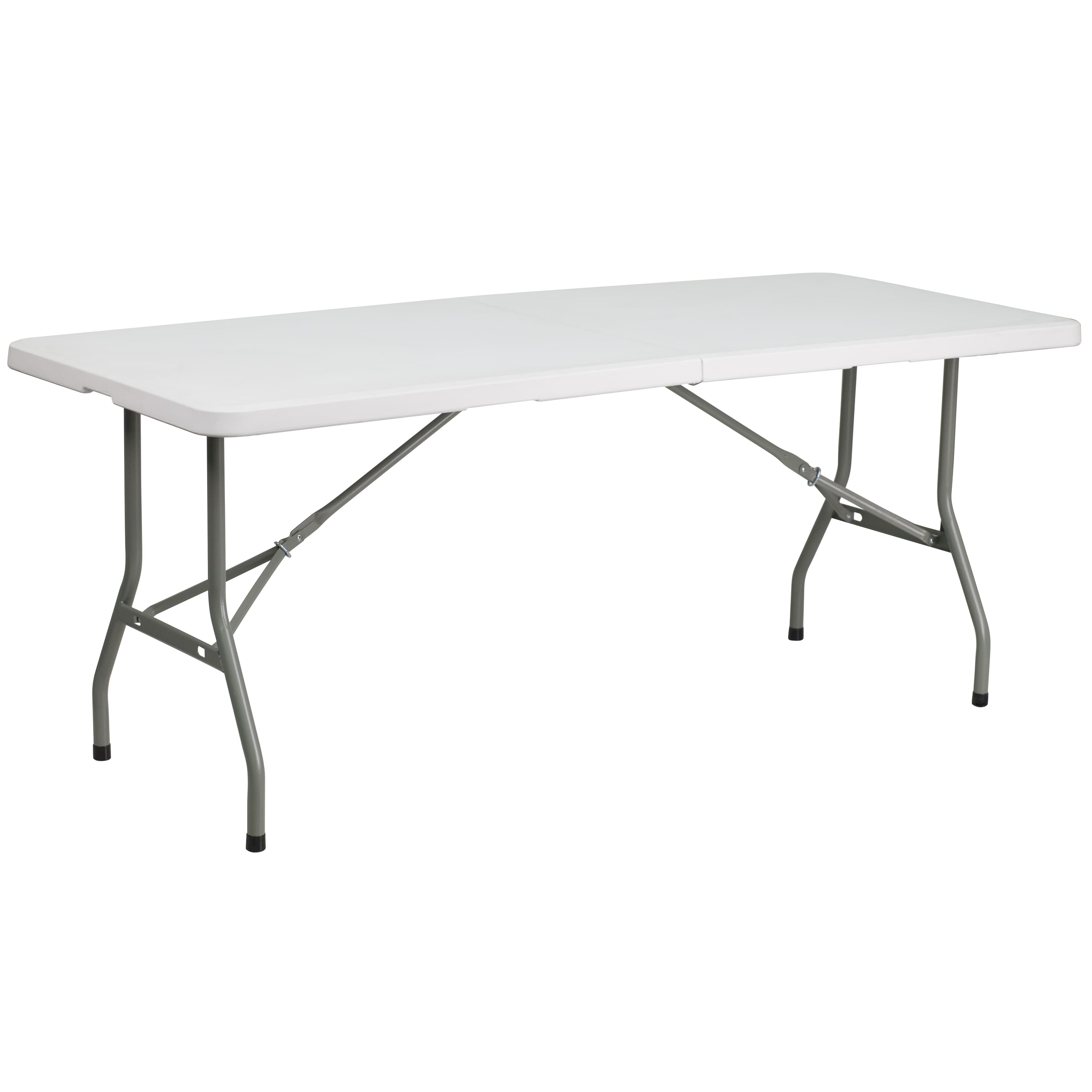 Alamont Home - 6-Foot Bi-Fold Plastic Folding Table - Granite White