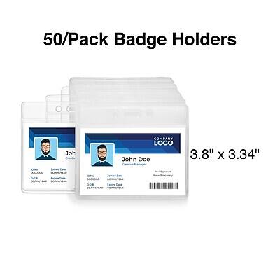 50/Pack Badge Holders

3.8" x 3.34"

John Doe

COMPANY LOGO

Employee ID: 0000000
Department: [Department]
Position: [Position]
Expiration Date: [Expiration Date]
Year: [Year]

[QR Code]

[Barcode]

[Comments]