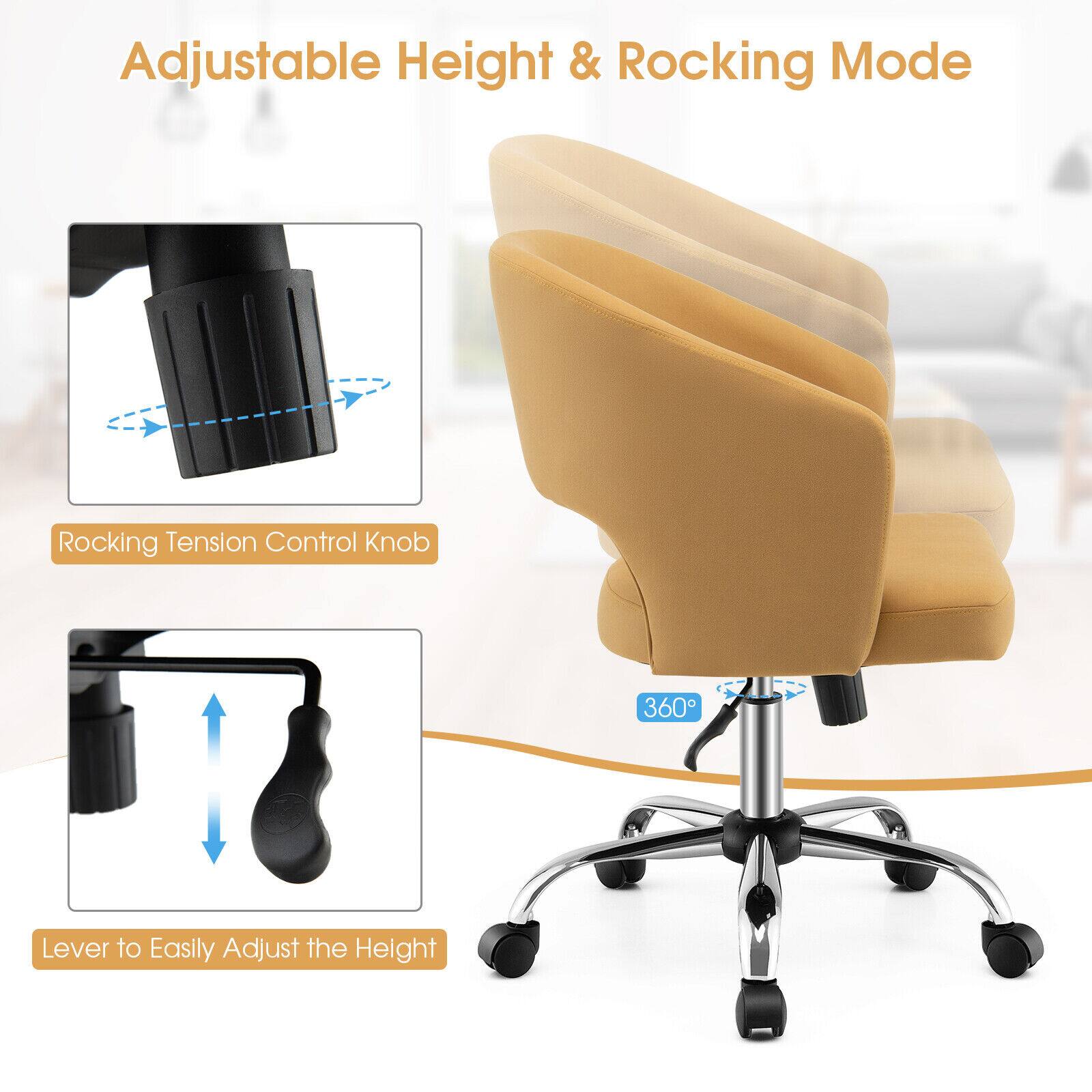 Adjustable Height & Rocking Mode
Rocking Tension Control Knob
Lever to Easily Adjust the Height