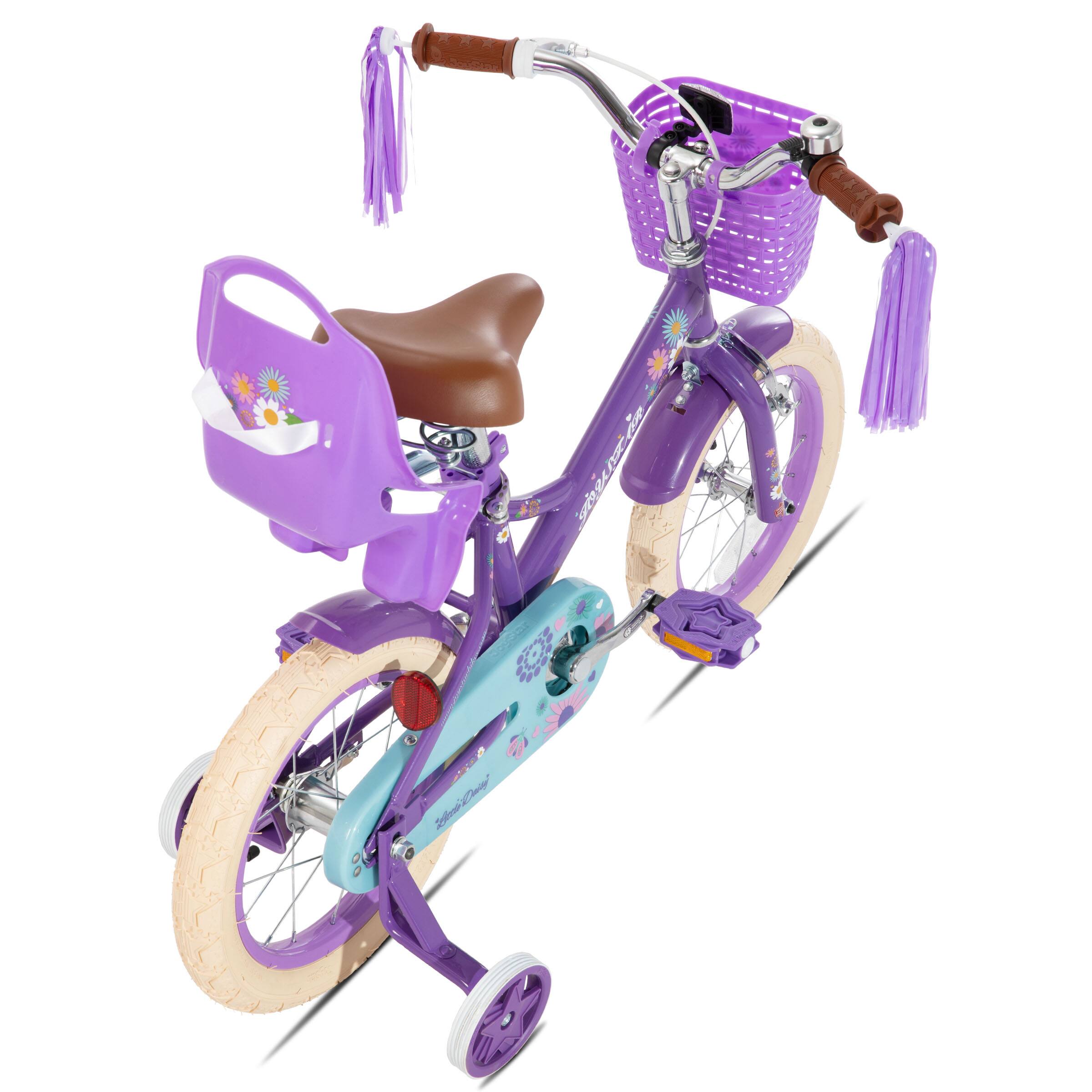 Alt View 4. JOYSTAR - Little Daisy 14" Kids Bike for Girls Boys Ages 3-5, Children's Bicycle with Doll Seat & Streamers, Purple - Purple.
