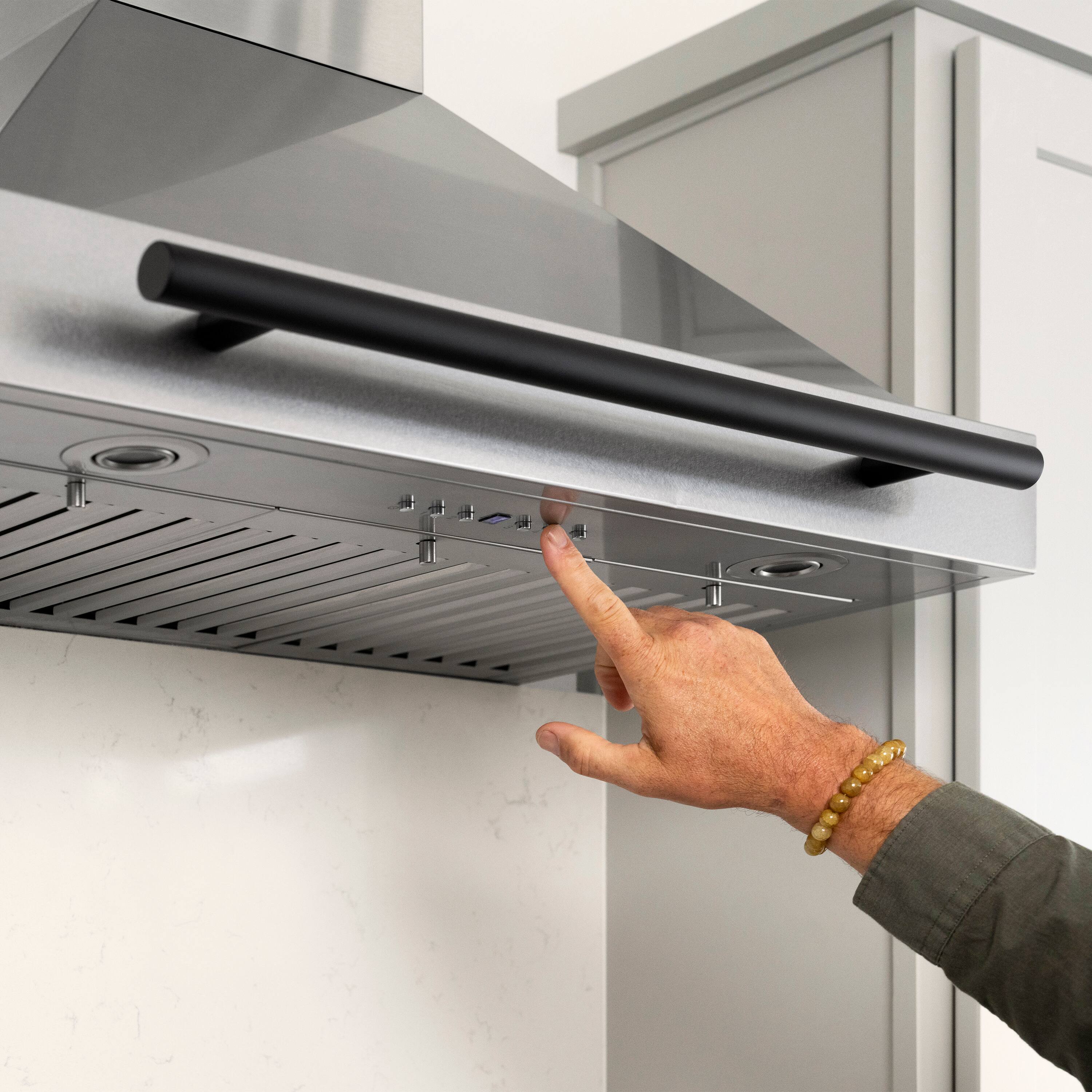 Alt View 4. ZLINE - 30 in. Autograph Edition Convertible Stainless Steel Range Hood with Stainless Steel Shell and Matte Black Accents - Stainless steel.