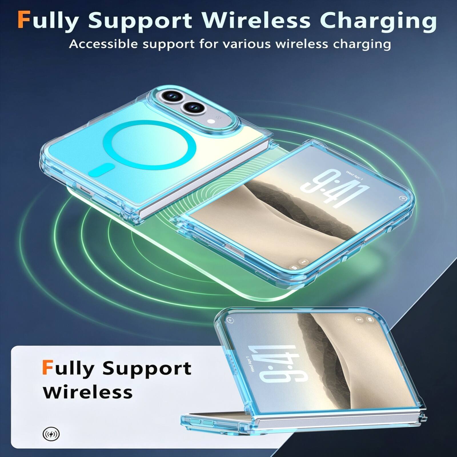 Fully Support Wireless Charging  
Accessible support for various wireless charging  

Wed Apr 1 9:41  

Fully Support Wireless