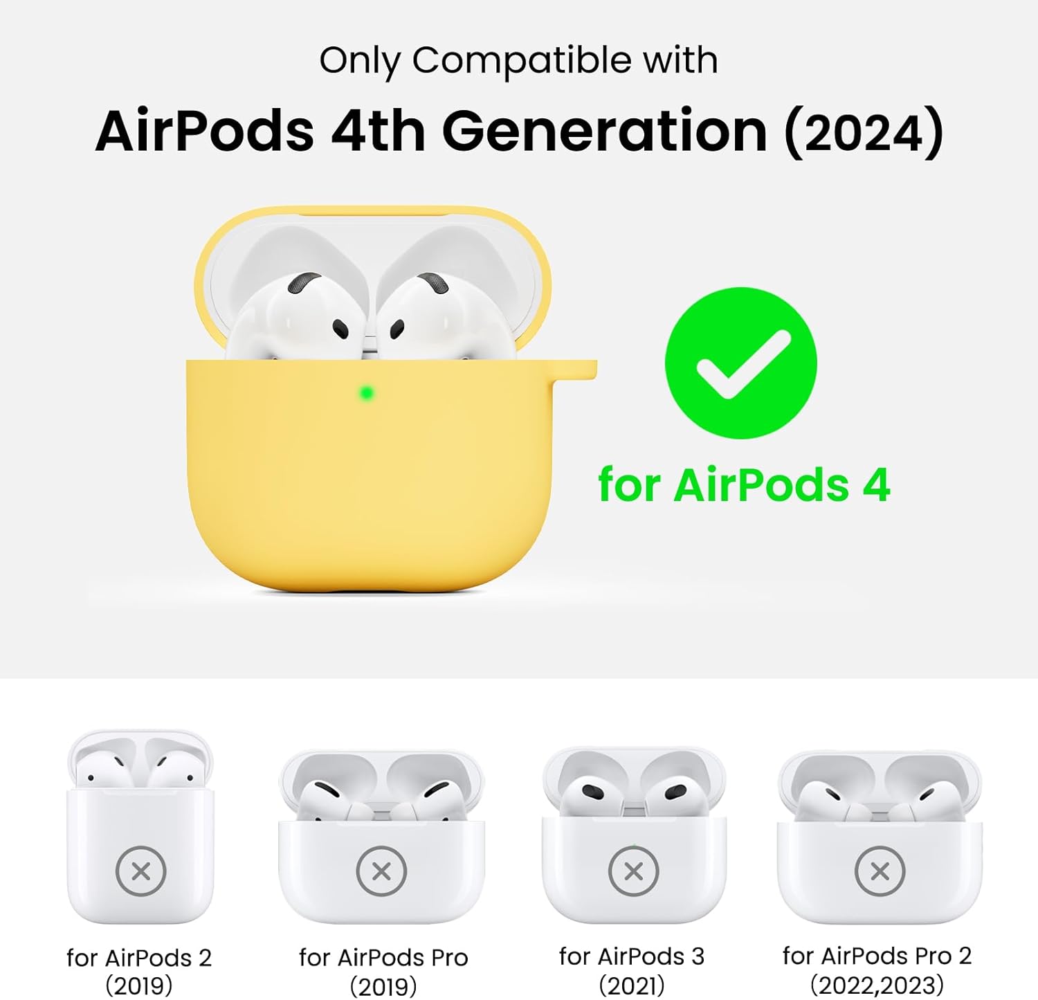Only Compatible with AirPods 4th Generation (2024) for AirPods 4 for AirPods 2 (2019) for AirPods Pro (2019) for AirPods 3 (2021) for AirPods Pro 2 (2022,2023)