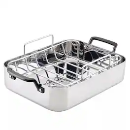 KitchenAid - 30019 5-Ply Clad Roaster with Removable Rack, 15 inch x 11.5 inch, Polished - Stainless Steel