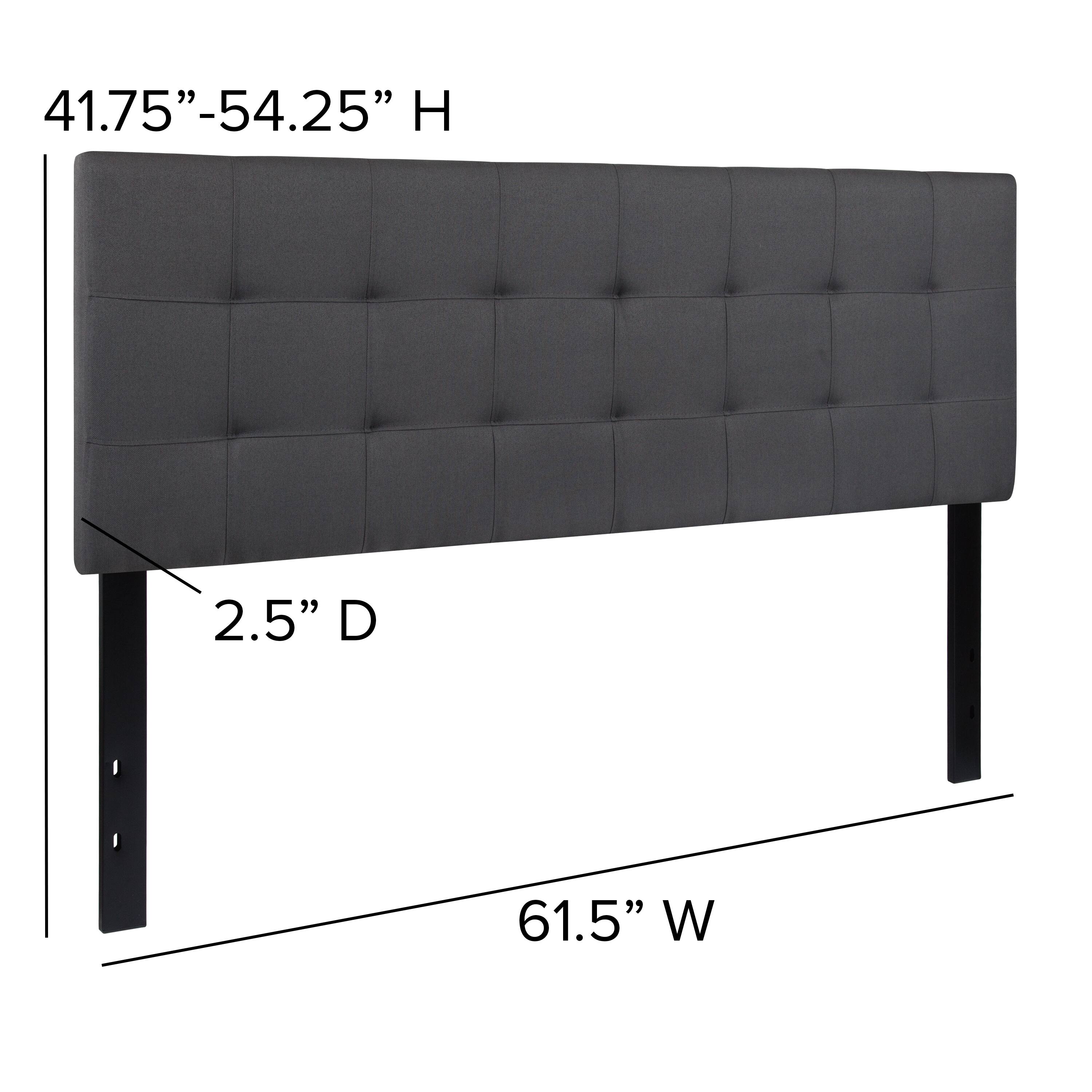 41.75"-54.25" H  
2.5" D  
61.5" W