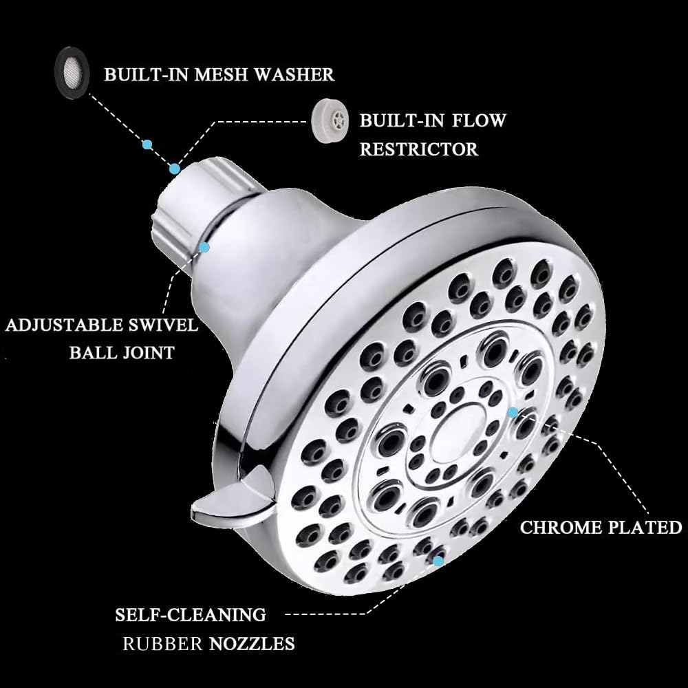 BUILT-IN MESH WASHER  
BUILT-IN FLOW RESTRICTOR  
ADJUSTABLE SWIVEL BALL JOINT  
CHROME PLATED  
SELF-CLEANING RUBBER NOZZLES