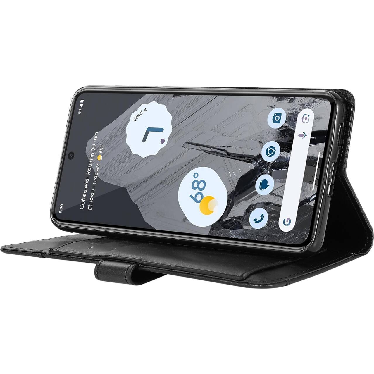 Alt View 15. SaharaCase - Leather Folio Wallet Case for Google Pixel 8 Pro - Black.