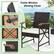 Patio Wicker Dining Chair Ergonomic Backrest Adjustable Footpads of Front Legs Sturdy X-Shaped Metal Frame Acacia Wood Armrests
