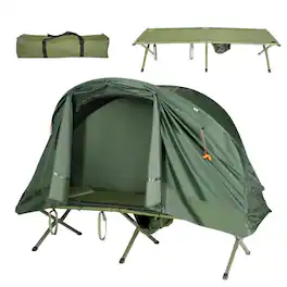 Pefilos - Cot Elevated Compact Tent Set with External Cover- Beach Tent, Easy Pop Up Beach Shade Beach Tent, Sun Shelter - Green