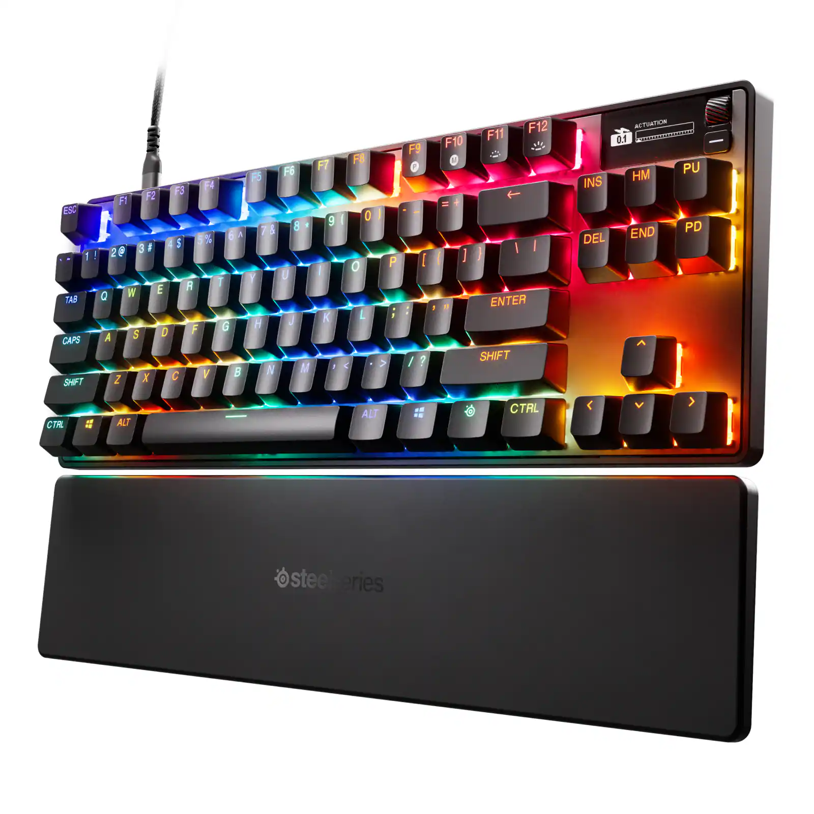 ESC 1 TAB CAPS SHIFT : F4 F3 F2 F1 4 $ 5 % 2e 3 I 2 A T W E 0 F G S D A X C V Z A  FB F5 78 8 Y U H J N M F7 9 I K 3 FB I 0 O L < P  > F9 P I / ?  F12 F11 F10 - U - I I J  ENTER SHIFT ATan 0.1 PU HM INS END PD DEL CTR  ALT ALT . - CTAL  V steelseries