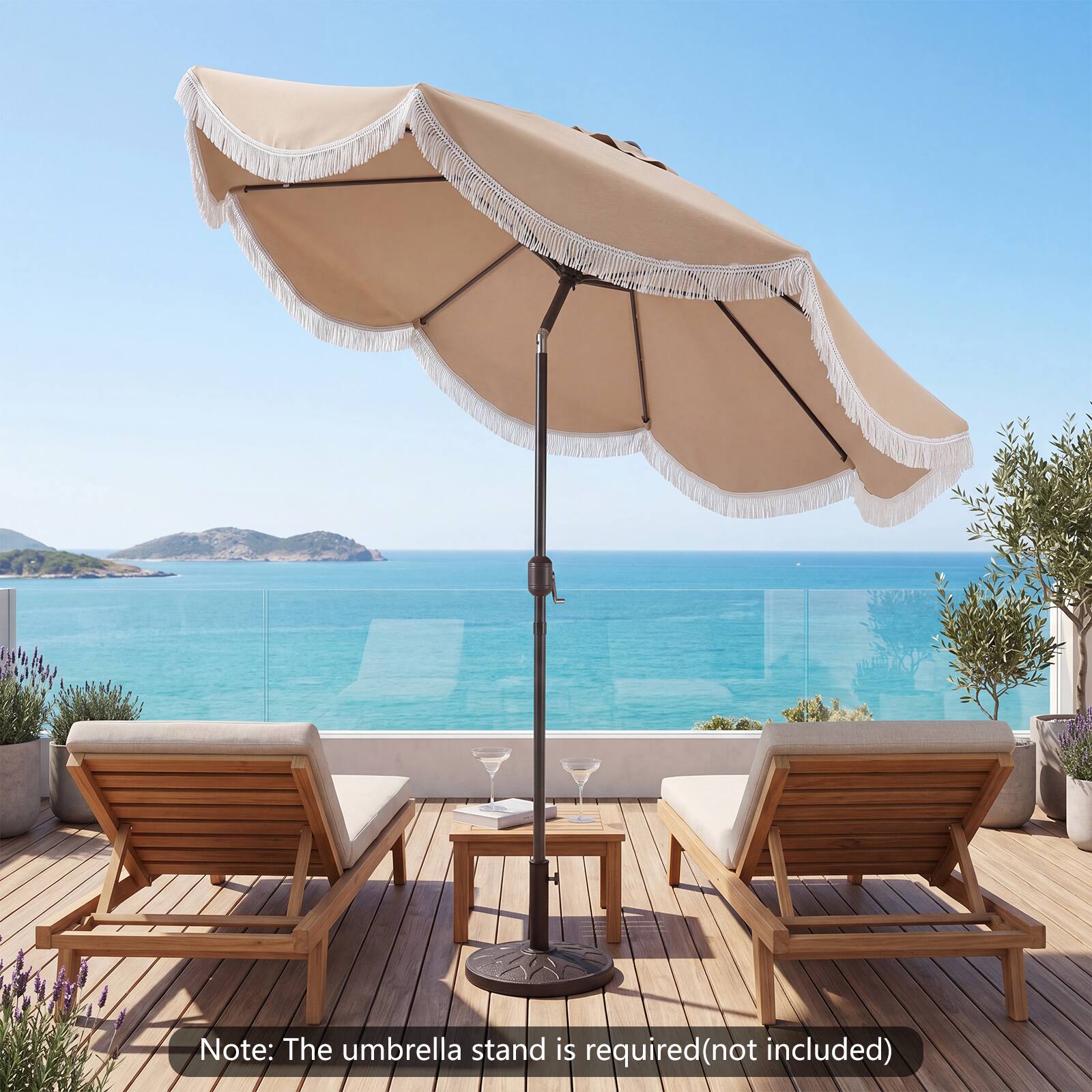 Note: The umbrella stand is required (not included)