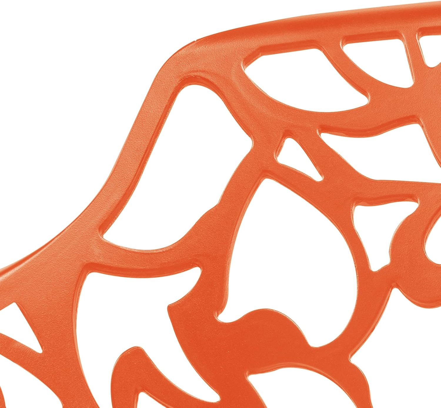 Alt View 2. LeisureMod - Devon (Set of 4) Aluminum Outdoor Dining Chair - UV & Rust Resistant Stackable Floral Accent Chair - Orange.