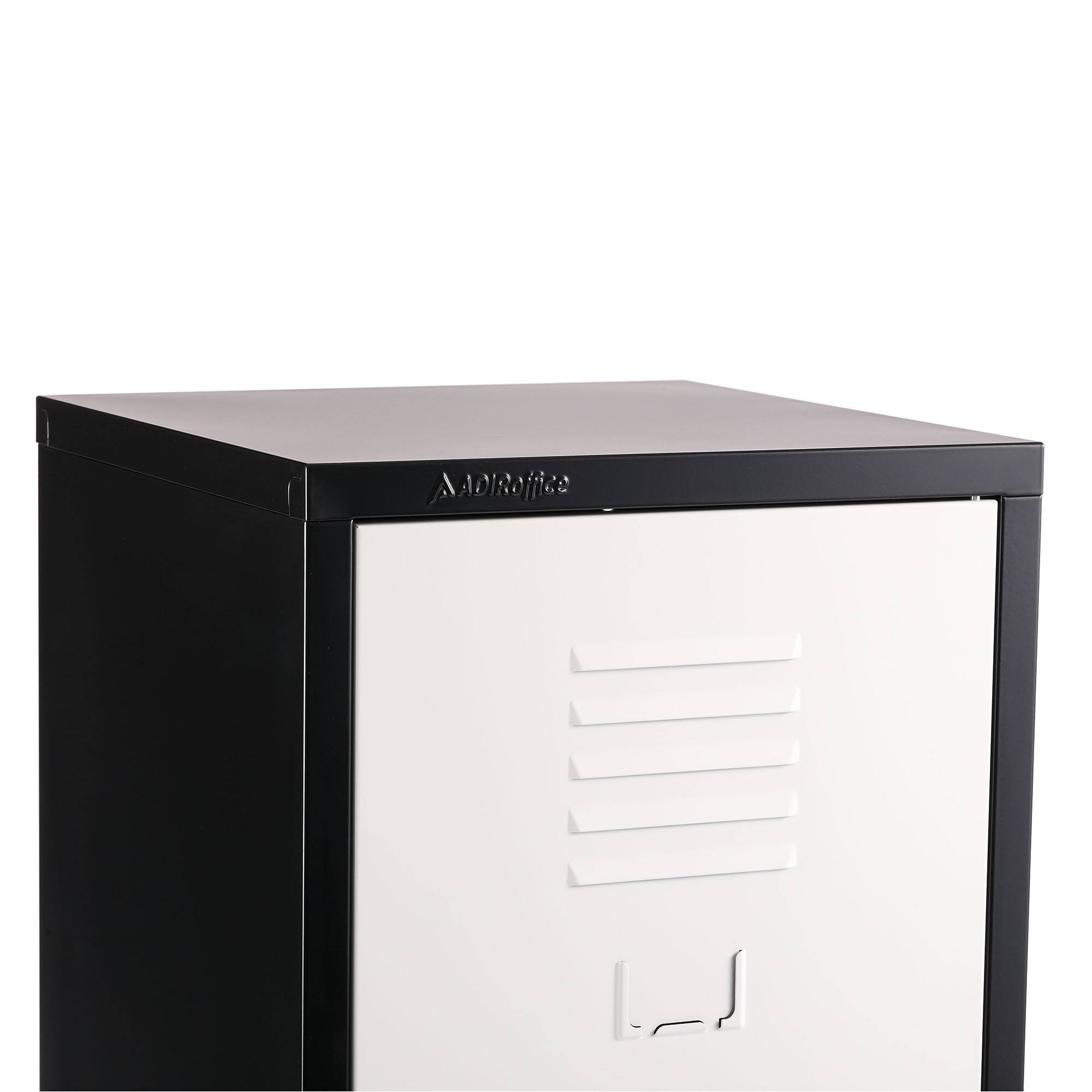 Alt View 1. AdirOffice - Storage Locker 629-Series 48" H 1-Tier Steel Locker with Key Lock - Black Bidy/White Doors.