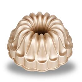 Baker's Secret - Fluted Cake Pan, Cast Aluminum 2 Layers Nonstick Coating (Fountain) - Champagne Gold