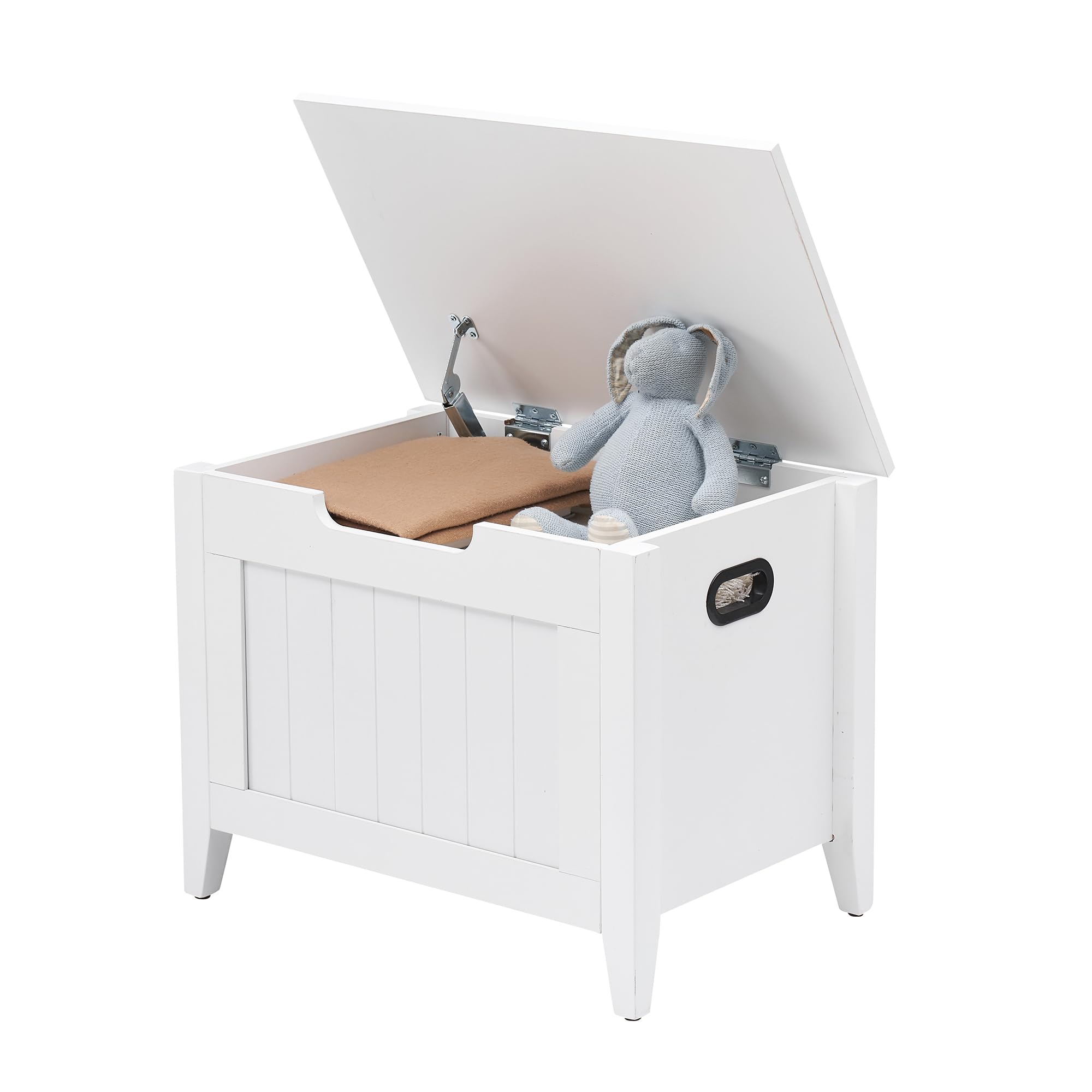 Front. Jojoka - Storage Bench with Safety Hinges,23.6 in Flip-Top Shoe Bench with Wood Legs, Storage Chest Ottoman Bench - White.