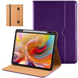 DTTO - Case for iPad Pro 13 Inch M5/M4,Premium Leather Business Folio Stand Cover with Pencil Holder, Auto Wake/Sleep - Dark Purple
