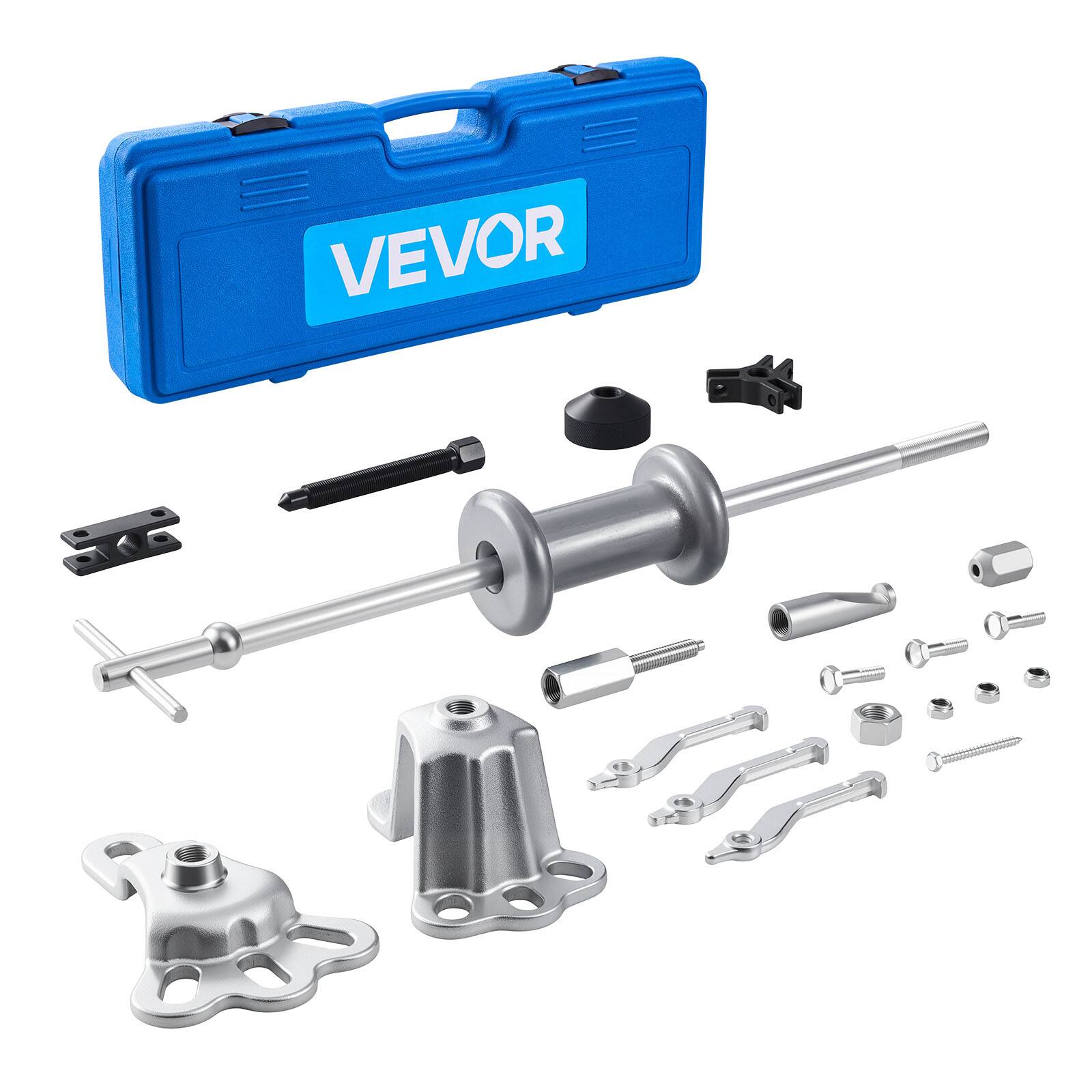 Front. VEVOR - 9-Way Slide Hammer Puller Set, 15PCS Front Wheel Hub Bearing Remover & Rear Wheel Axle Hub Dent Shaft Puller Tool Kit - Silver.