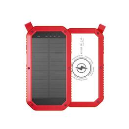Kitcheniva - Mini Solar Power Bank 10,000mAh Wireless Charging With LED Flood Light - Red