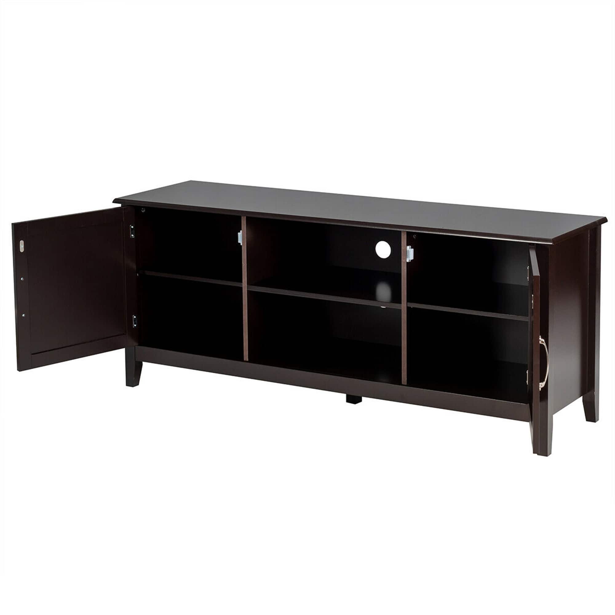 Alt View 14. Costway - TV Stand Entertainment Media Center for TV's up to 65'' w/Storage Cabinets - Brown.