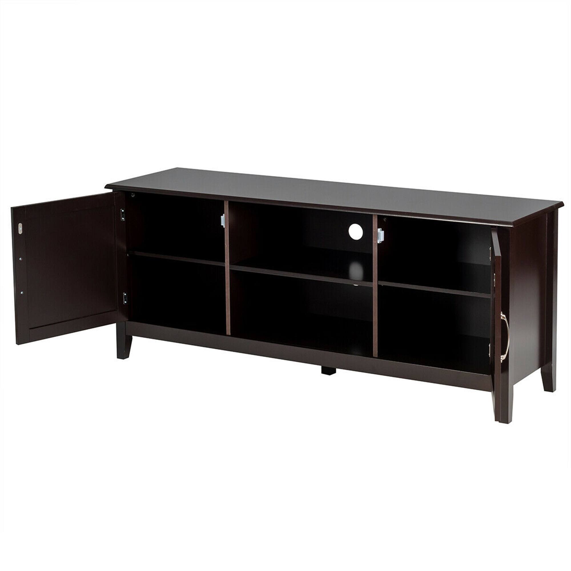 Alt View 14. Costway - TV Stand Entertainment Media Center for TV's up to 65'' w/Storage Cabinets - Brown.