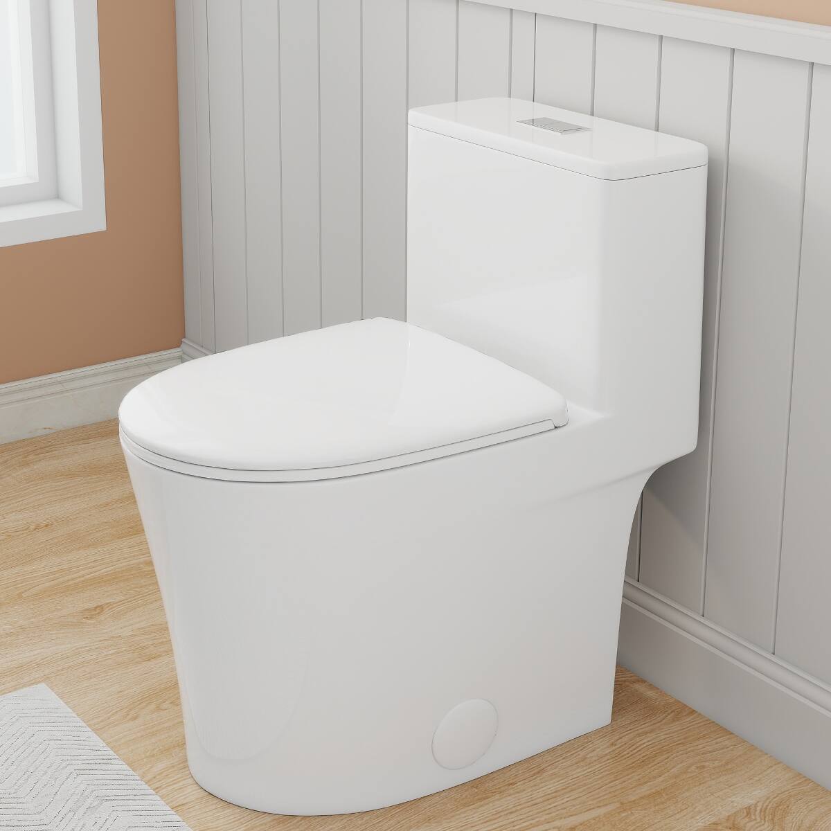 Front. Loheer - Loheer One Piece Toilet, Dual Flush, Seventeen Inch Comfort Height, Twelve Inch Rough In, Gloss White - Gloss White.