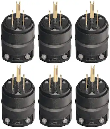 Front. Leviton - 000-515PR NEMA 5-15P 15 amp 125 volt EPTR rubber straight plug - Black.