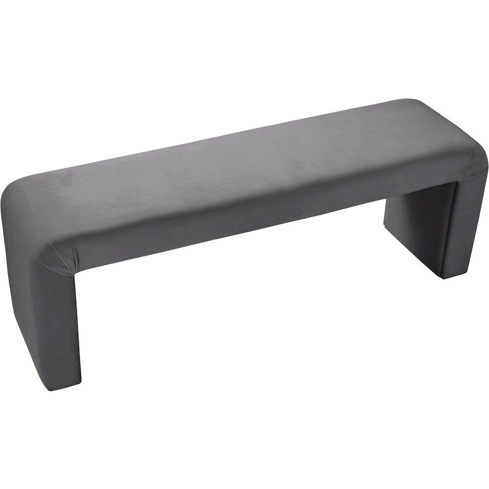Alt View 2. Meridian Furniture - Minimalist Grey Velvet Bench - Grey.