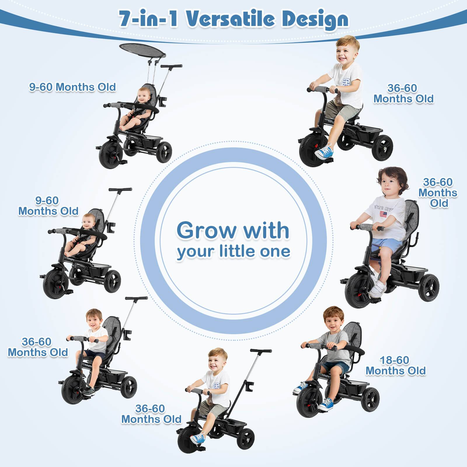 7-in-1 Versatile Design

9-60 Months Old

36-60 Months Old

18-60 Months Old

Grow with your little one
