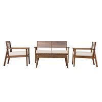 Walker Edison - Modern 4-Piece Acacia Wood Outdoor Chat Set - Dark Brown - Front_Zoom