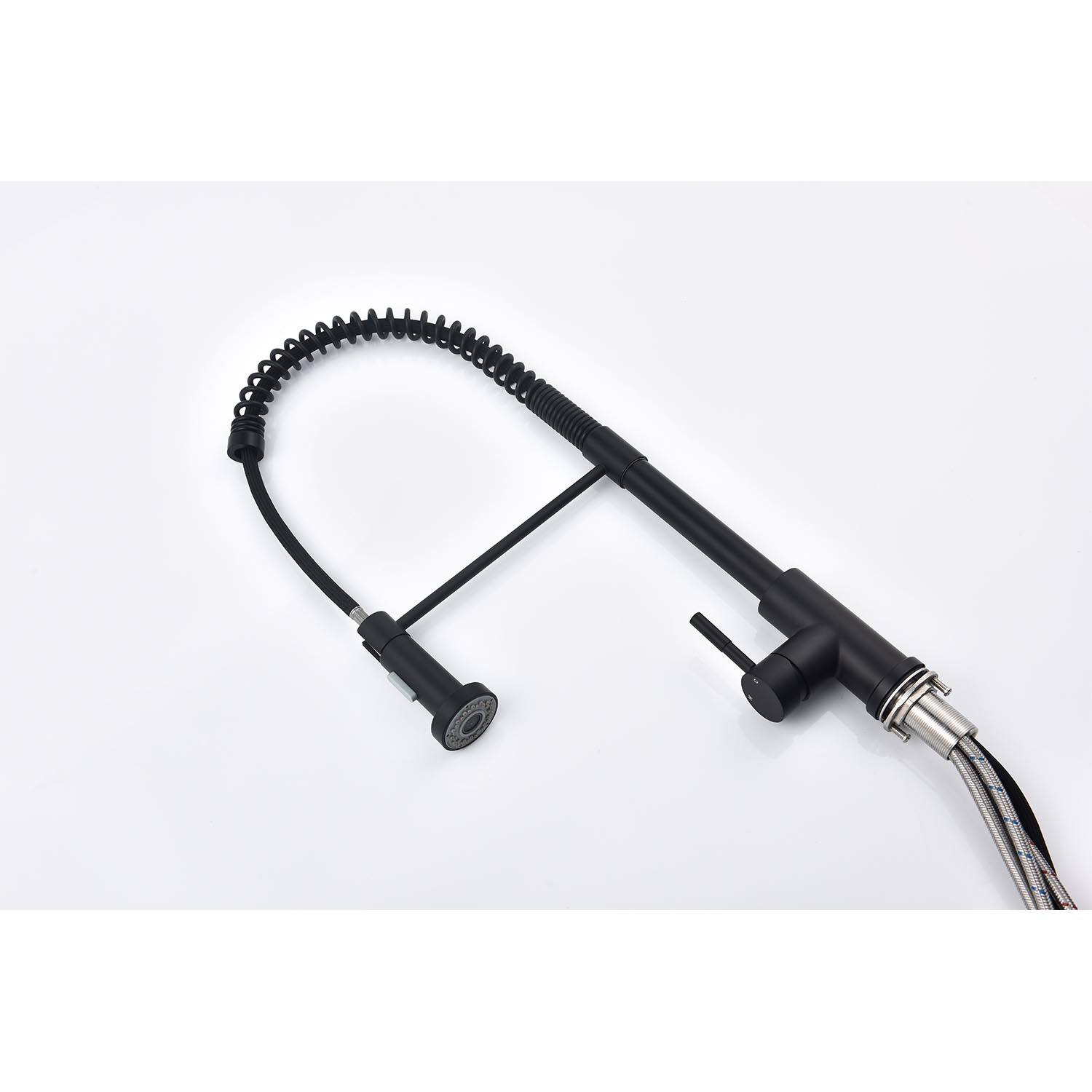 Angle. APRILSOUL - Pull down Single Handle Spring Kitchen Faucet - Matte Black.