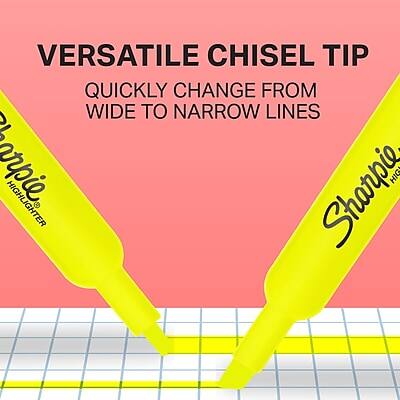 VERSATILE CHISEL TIP  
QUICKLY CHANGE FROM WIDE TO NARROW LINES  

Sharpie Highlighter