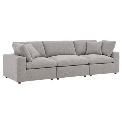 Front. Modway - Commix Down Filled Overstuffed Boucle Fabric 3-Seater Sofa by Modway - Gray.
